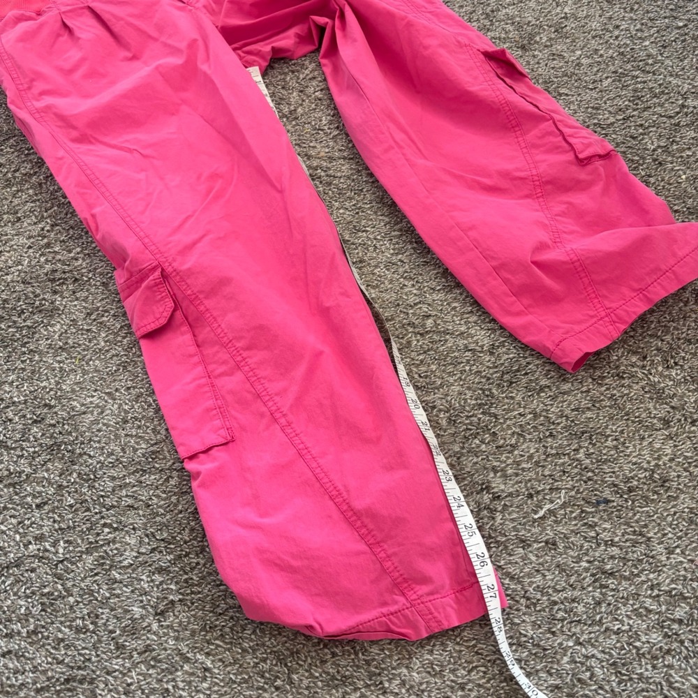 Free People Mesmerize Me Highrise Cargo Windbreaker Joggers Pink Pants Gorp L - Picture 7 of 10